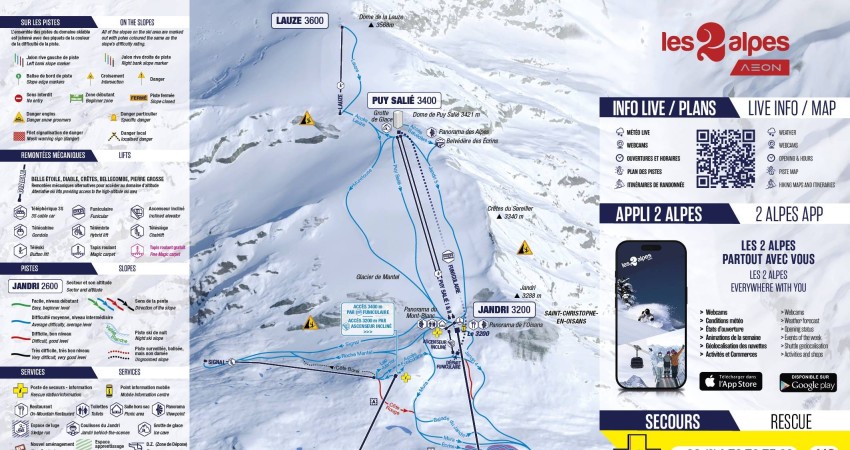 Pistekaart Les Deux Alpes